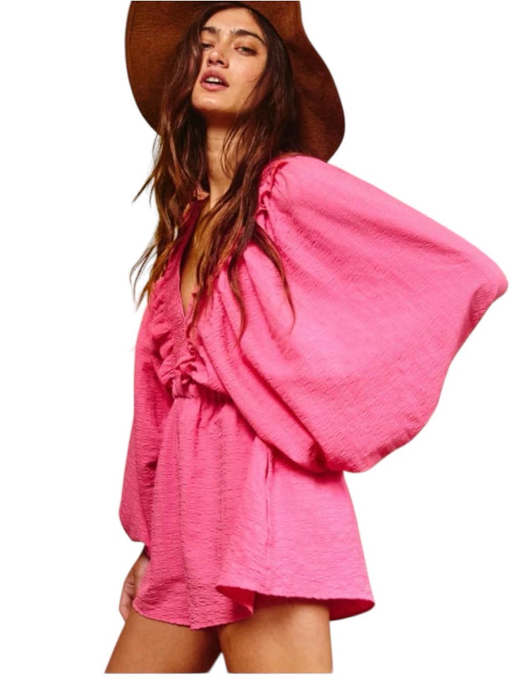 Bucket List Ruffled V-Neck Romper - Picture 2 of 5